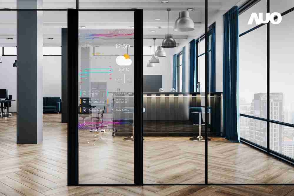 60吋Micro LED透明窗屏显示器，，，，可依需求调整并延伸应用于不同场域，，，，包括汽车侧窗或家庭玄关、、、智慧橱窗、、商业展示等面向，，提供丰富的信息娱乐内容