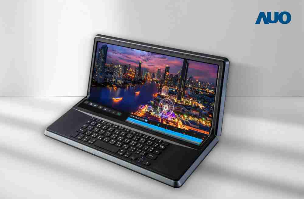 28国际14.6吋Micro LED折迭显示屏幕，，搭配半径4mm的弯折绞炼，，，以及高画素、、高亮度、、、高对比度的显示技术特点，，，即便在大视角下仍保有绝佳色相与亮度